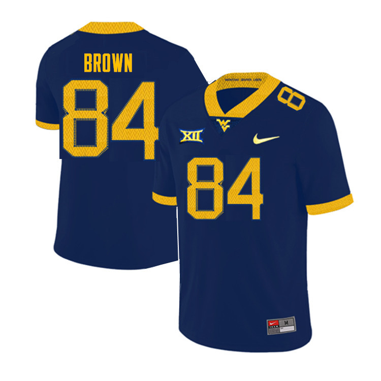 NCAA Men's Freddie Brown West Virginia Mountaineers Navy #84 Nike Stitched Football College Authentic Jersey RW23B55CF